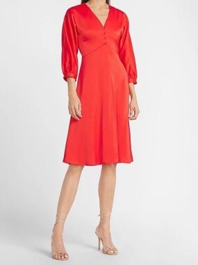 LadyGaga Satin Button Front Midi Dress